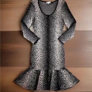 REBECCA TAYLOR Dress Womens X-Small Animal Print Long Sleeve Stretch Mermaid NEW